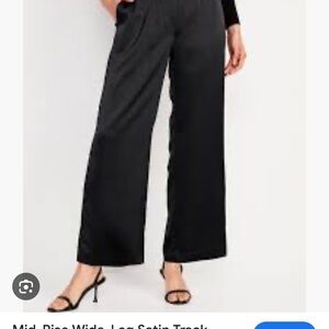 Mia-Rise Wide-Leg Satin Track pants XL tall